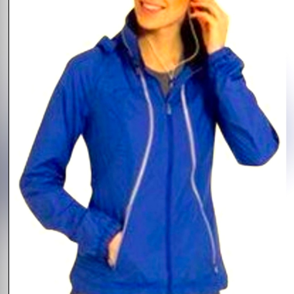 Lululemon Run: Record Breaker Blue Jacket Reflective Lightweight Hood Si…